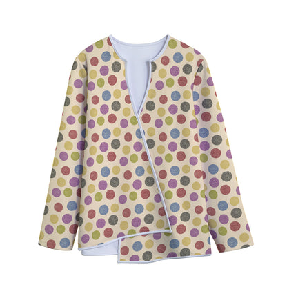 Knitting Yarn Pattern Print Long Sleeve Short Coat