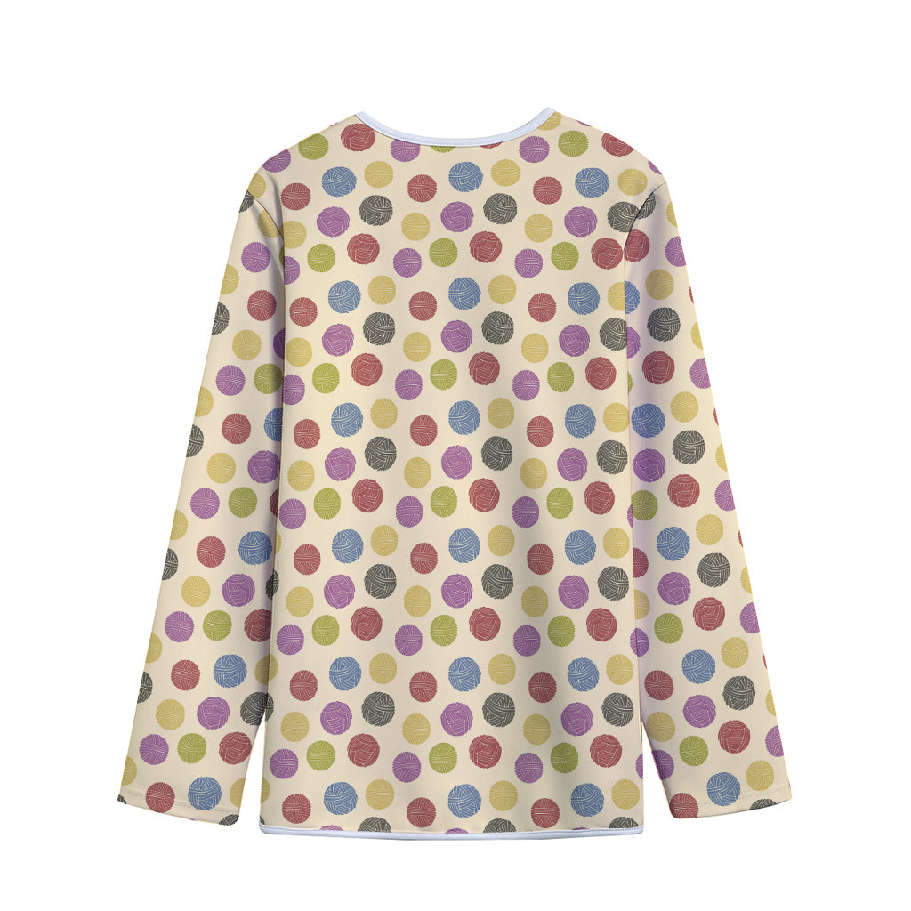 Knitting Yarn Pattern Print Long Sleeve Short Coat