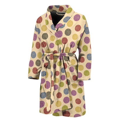 Knitting Yarn Pattern Print Men's Bathrobe
