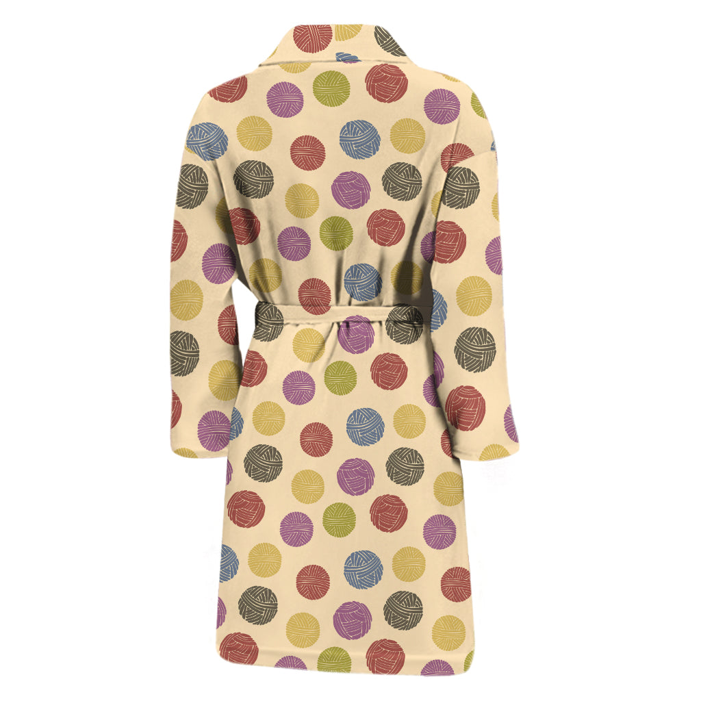 Knitting Yarn Pattern Print Men's Bathrobe