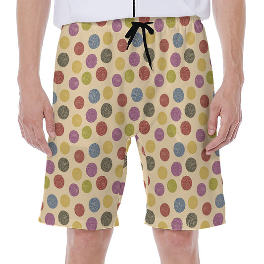 Knitting Yarn Pattern Print Men's Beach Shorts