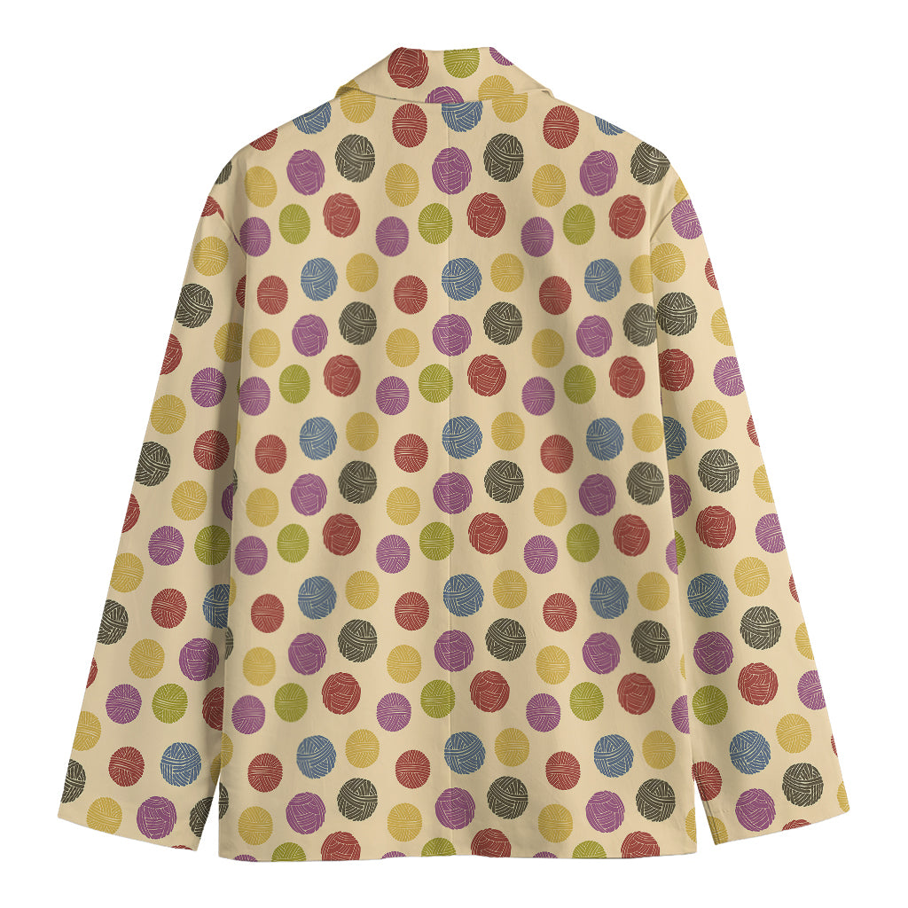 Knitting Yarn Pattern Print Men's Blazer
