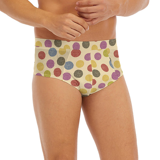 Knitting Yarn Pattern Print Men's Briefs