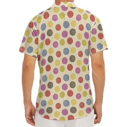 Knitting Yarn Pattern Print Men's Deep V-Neck Shirt