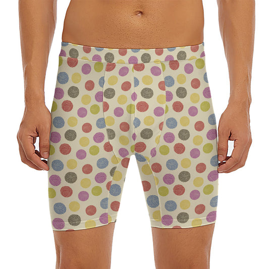 Knitting Yarn Pattern Print Men's Long Boxer Briefs