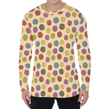 Knitting Yarn Pattern Print Men's Long Sleeve T-Shirt