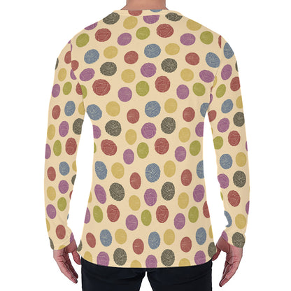 Knitting Yarn Pattern Print Men's Long Sleeve T-Shirt