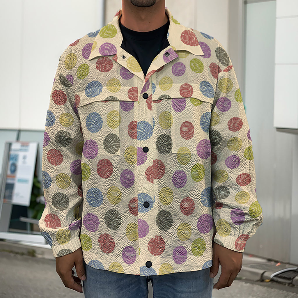 Knitting Yarn Pattern Print Men's Shirt Jacket