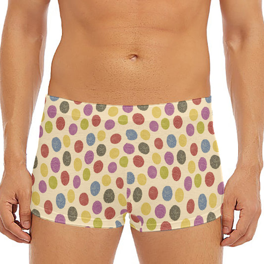 Knitting Yarn Pattern Print Men's Short Boxer Briefs