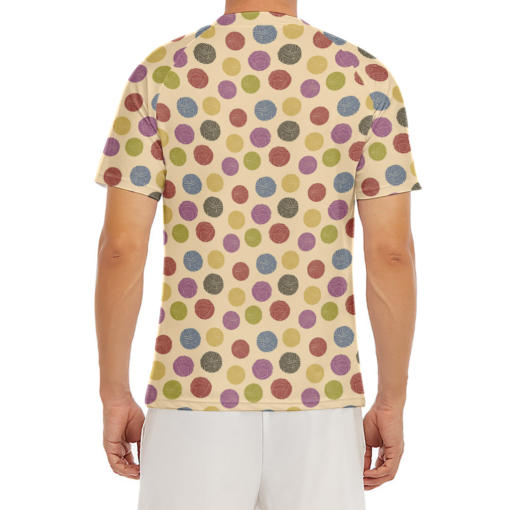 Knitting Yarn Pattern Print Men's Short Sleeve Rash Guard