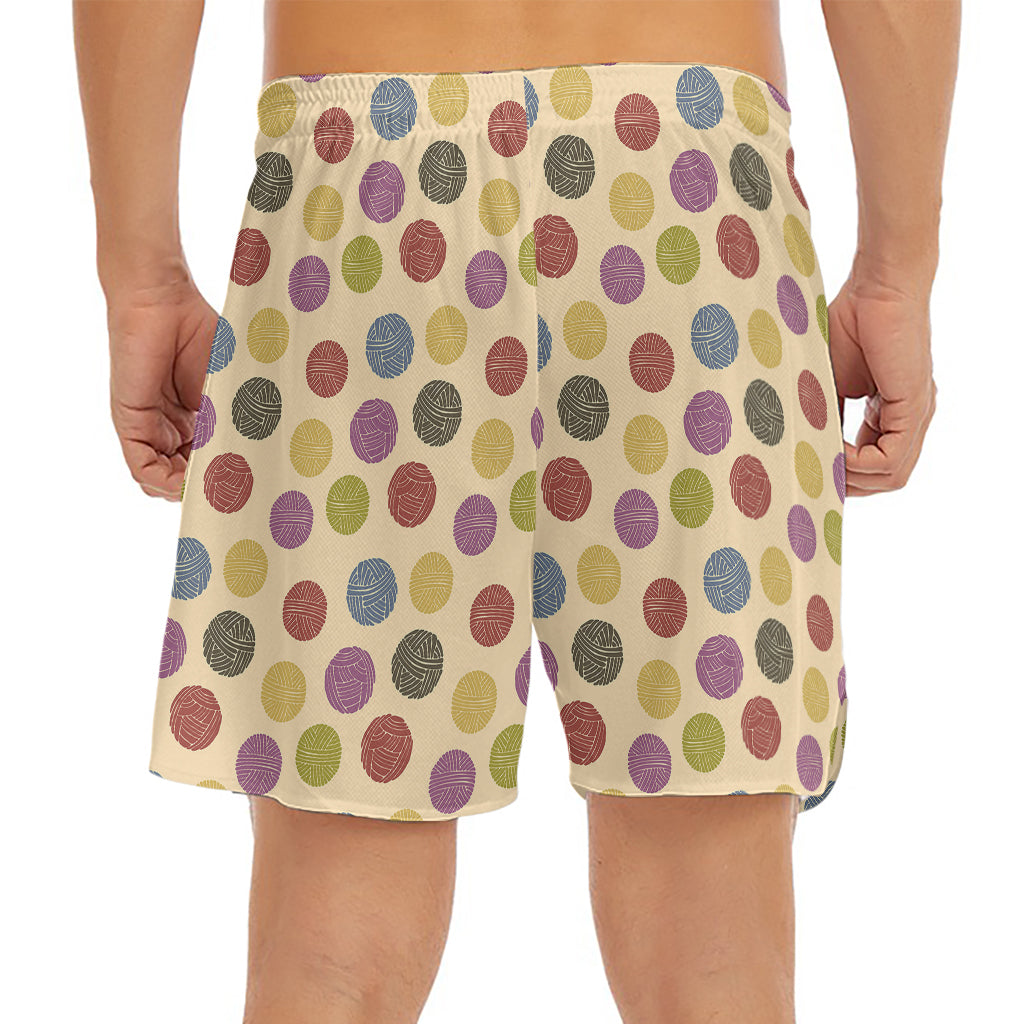 Knitting Yarn Pattern Print Men's Split Running Shorts