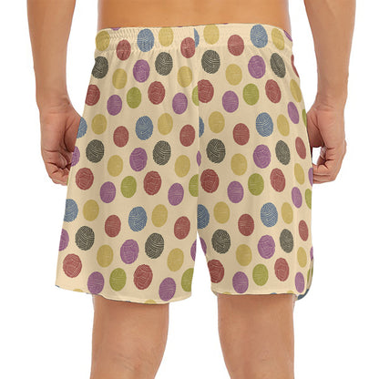 Knitting Yarn Pattern Print Men's Split Running Shorts