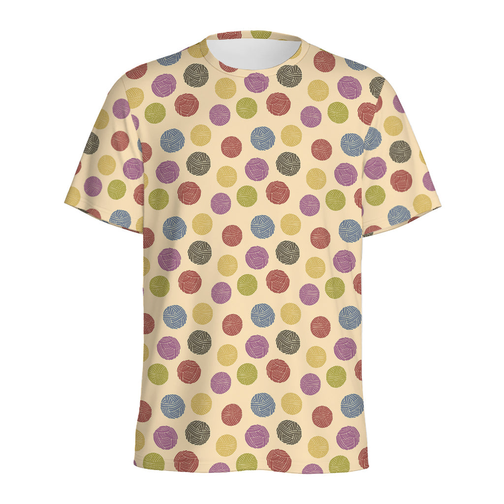 Knitting Yarn Pattern Print Men's Sports T-Shirt