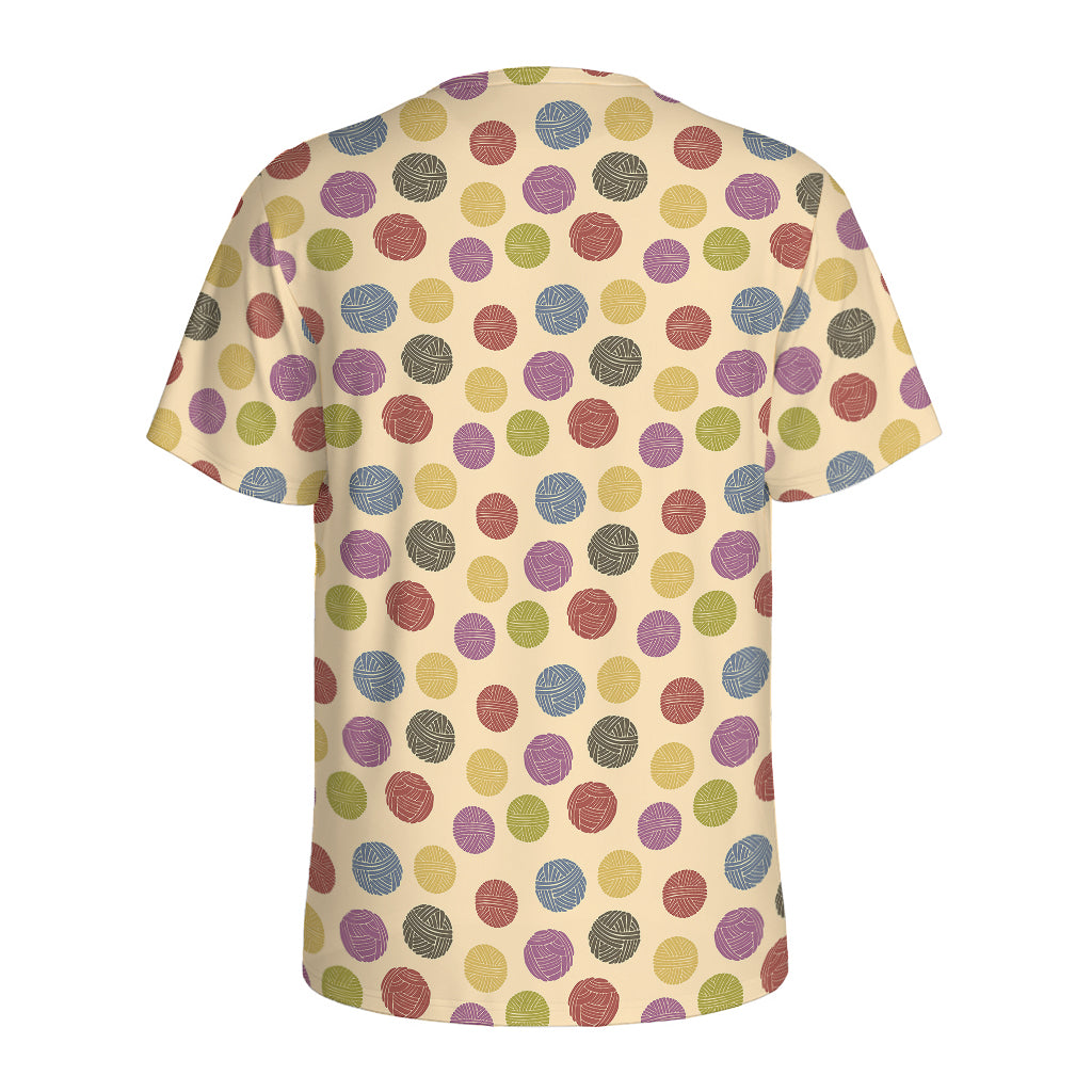 Knitting Yarn Pattern Print Men's Sports T-Shirt