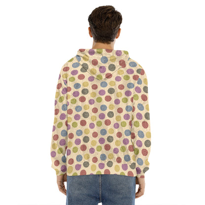 Knitting Yarn Pattern Print Men's Velvet Pullover Hoodie