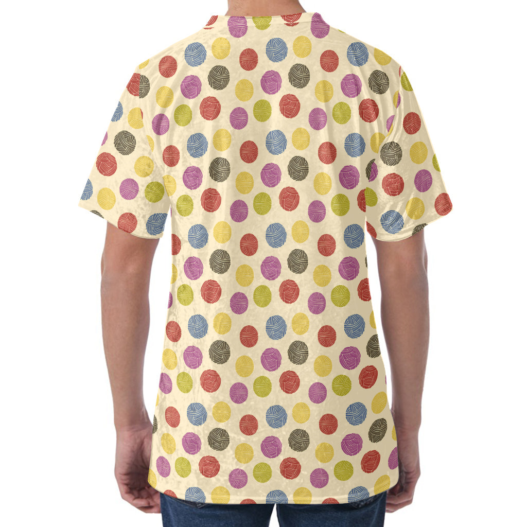 Knitting Yarn Pattern Print Men's Velvet T-Shirt