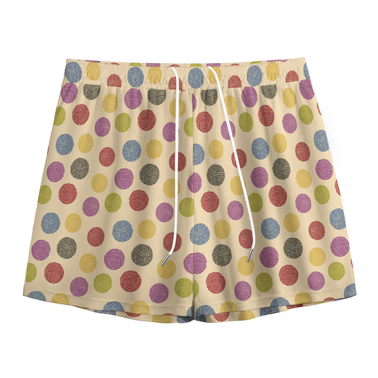 Knitting Yarn Pattern Print Mesh Shorts