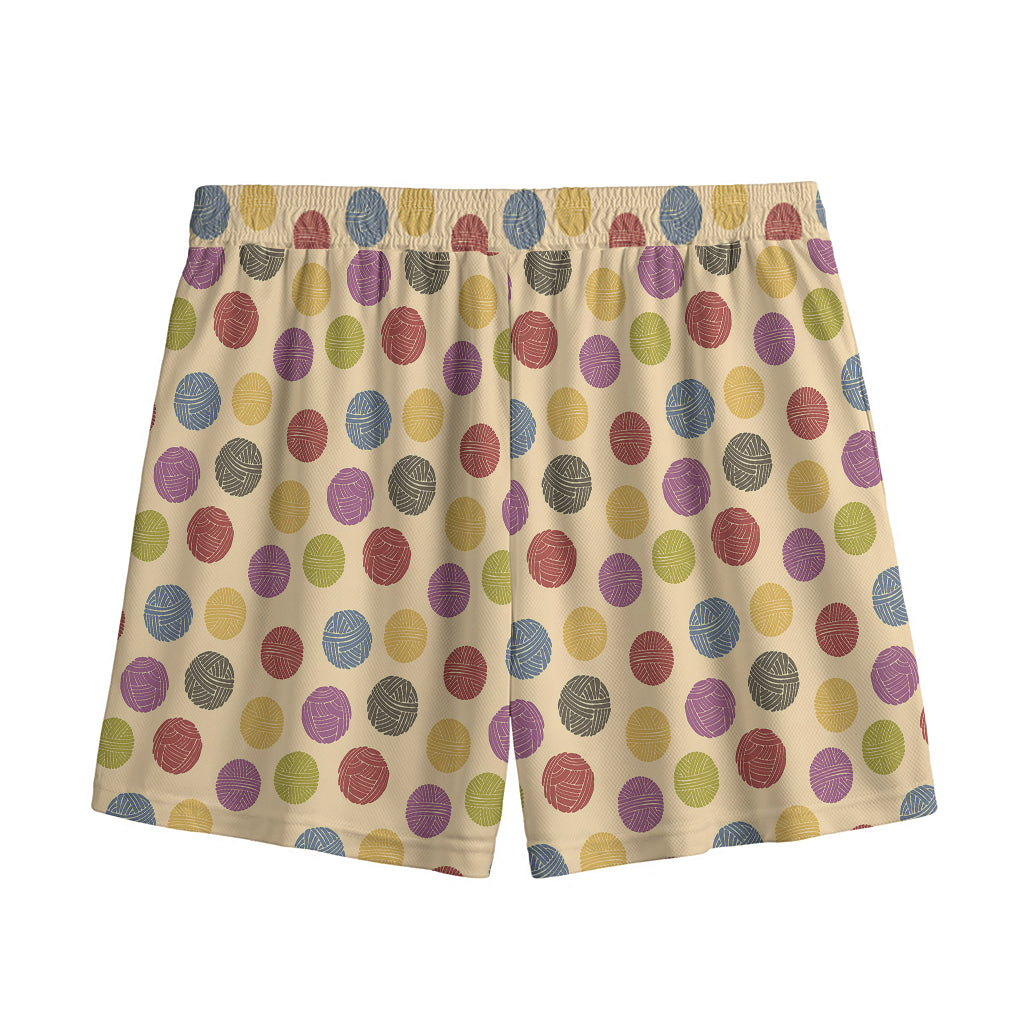 Knitting Yarn Pattern Print Mesh Shorts