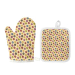 Knitting Yarn Pattern Print Oven Mitt And Pot Holder Set
