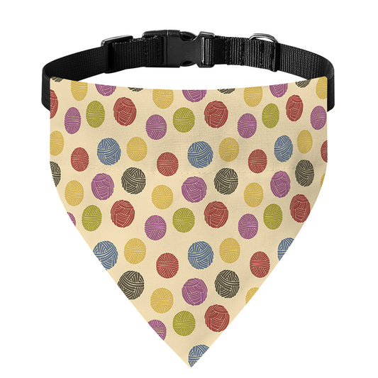 Knitting Yarn Pattern Print Over The Collar Dog Bandana