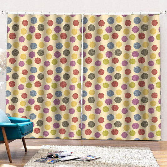 Knitting Yarn Pattern Print Pencil Pleat Curtains