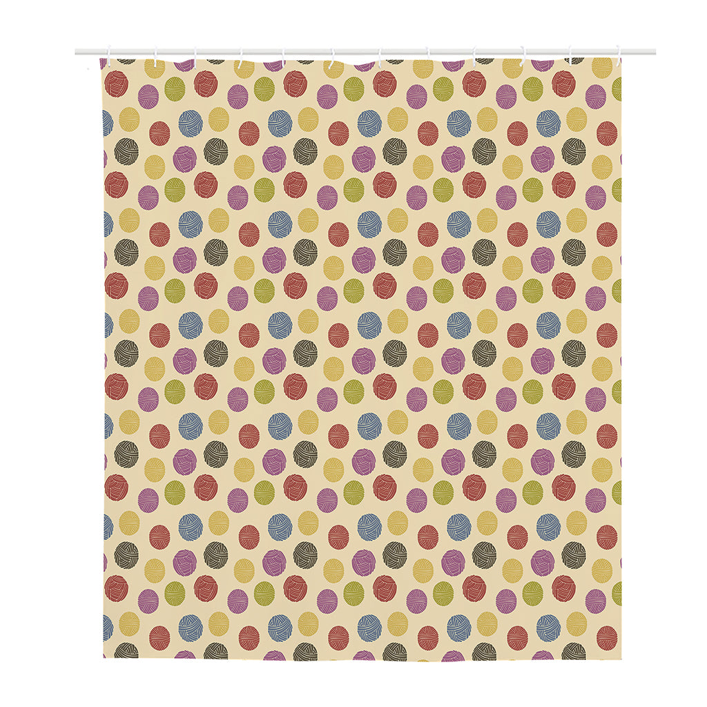 Knitting Yarn Pattern Print Polyester Shower Curtain