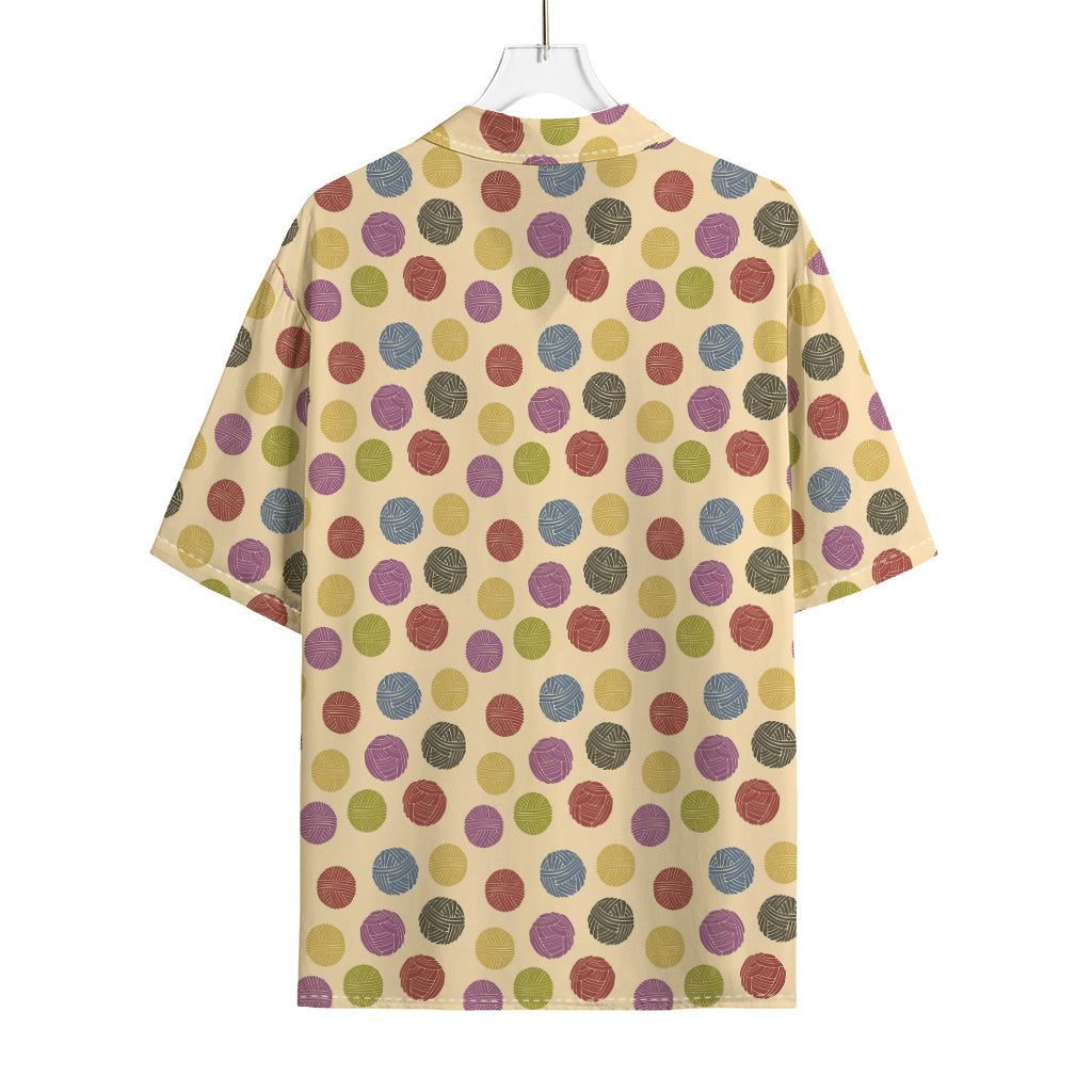 Knitting Yarn Pattern Print Rayon Hawaiian Shirt