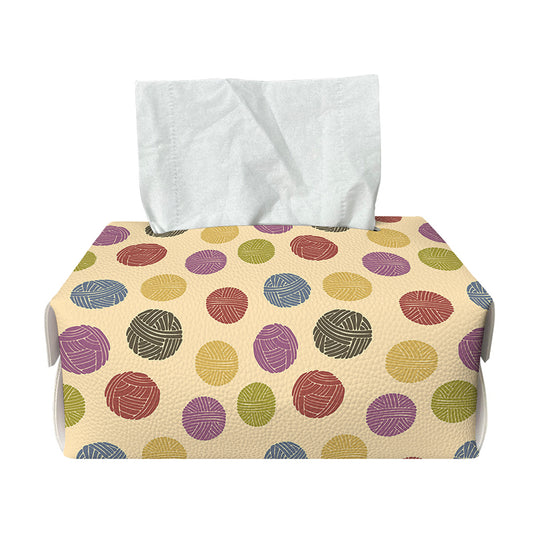 Knitting Yarn Pattern Print Rectangle Tissue Box Cover