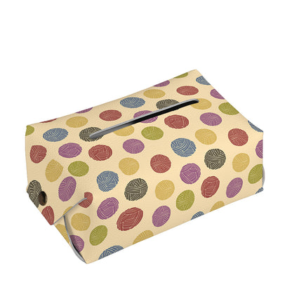 Knitting Yarn Pattern Print Rectangle Tissue Box Cover