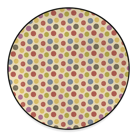 Knitting Yarn Pattern Print Round Floor Mat