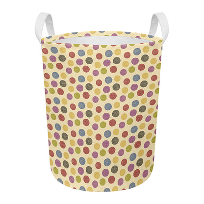 Knitting Yarn Pattern Print Round Laundry Basket