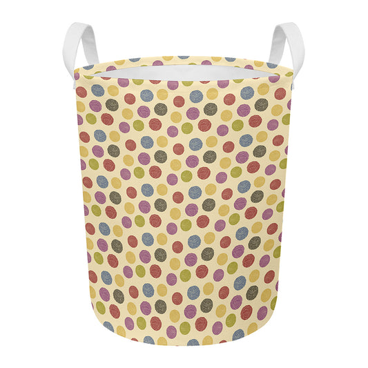 Knitting Yarn Pattern Print Round Laundry Basket