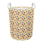 Knitting Yarn Pattern Print Round Laundry Basket