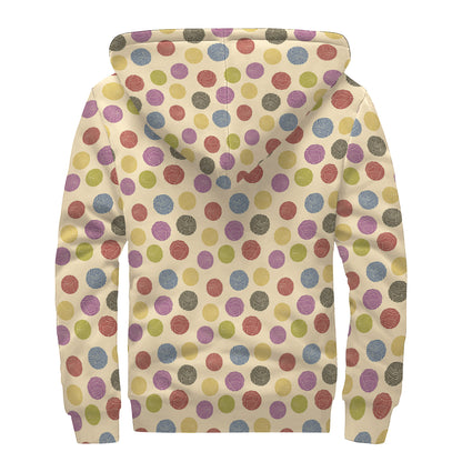 Knitting Yarn Pattern Print Sherpa Lined Zip Up Hoodie