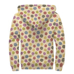 Knitting Yarn Pattern Print Sherpa Lined Zip Up Hoodie