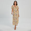 Knitting Yarn Pattern Print Short Sleeve Maxi Dress