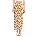 Knitting Yarn Pattern Print Side Slit Maxi Skirt