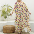 Knitting Yarn Pattern Print Silk V-Neck Kaftan Dress