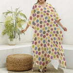 Knitting Yarn Pattern Print Silk V-Neck Kaftan Dress