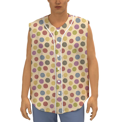 Knitting Yarn Pattern Print Sleeveless Baseball Jersey