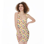 Knitting Yarn Pattern Print Sleeveless Bodycon Dress
