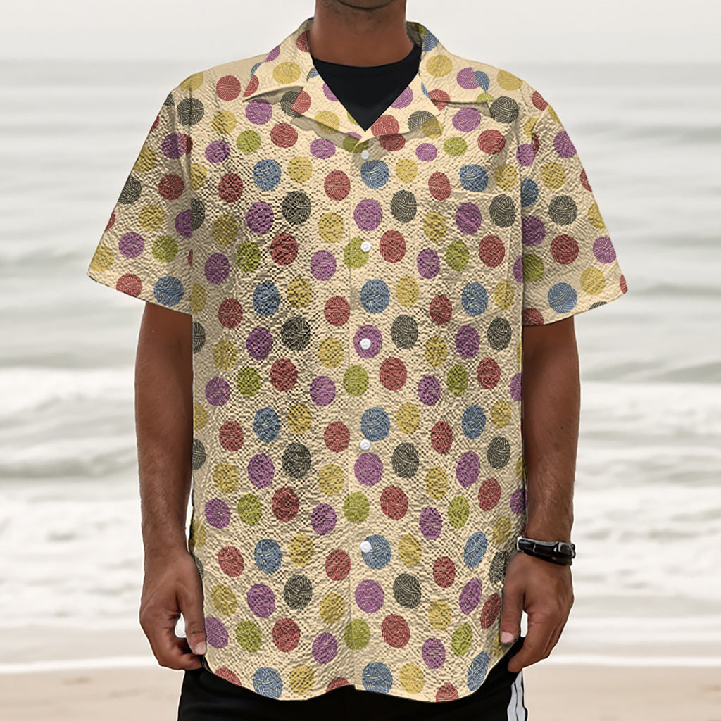 Knitting Yarn Pattern Print Textured Short Sleeve Shirt