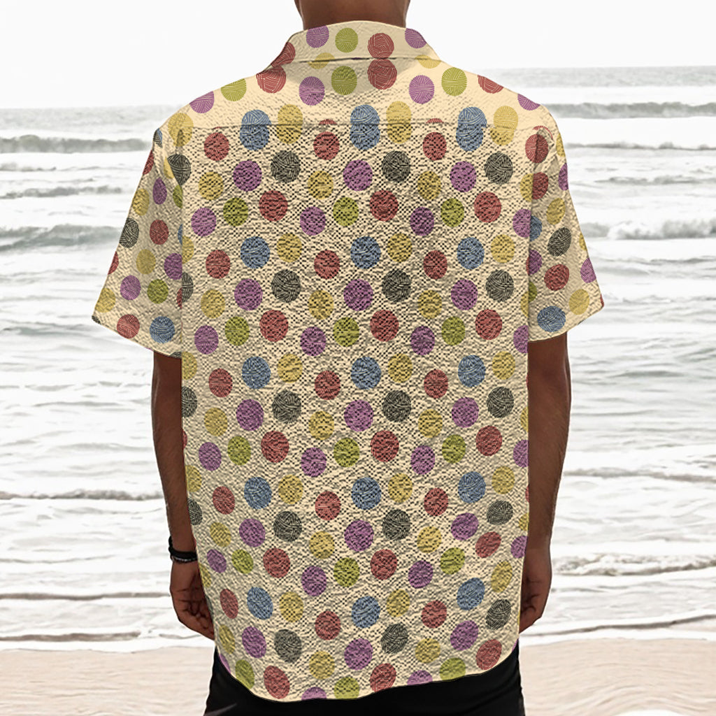 Knitting Yarn Pattern Print Textured Short Sleeve Shirt