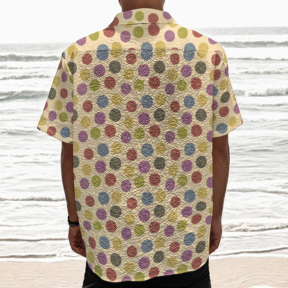 Knitting Yarn Pattern Print Textured Short Sleeve Shirt