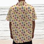Knitting Yarn Pattern Print Textured Short Sleeve Shirt