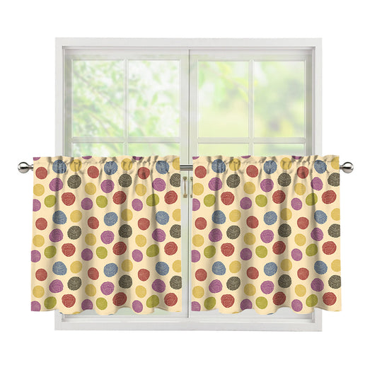 Knitting Yarn Pattern Print Tier Curtains