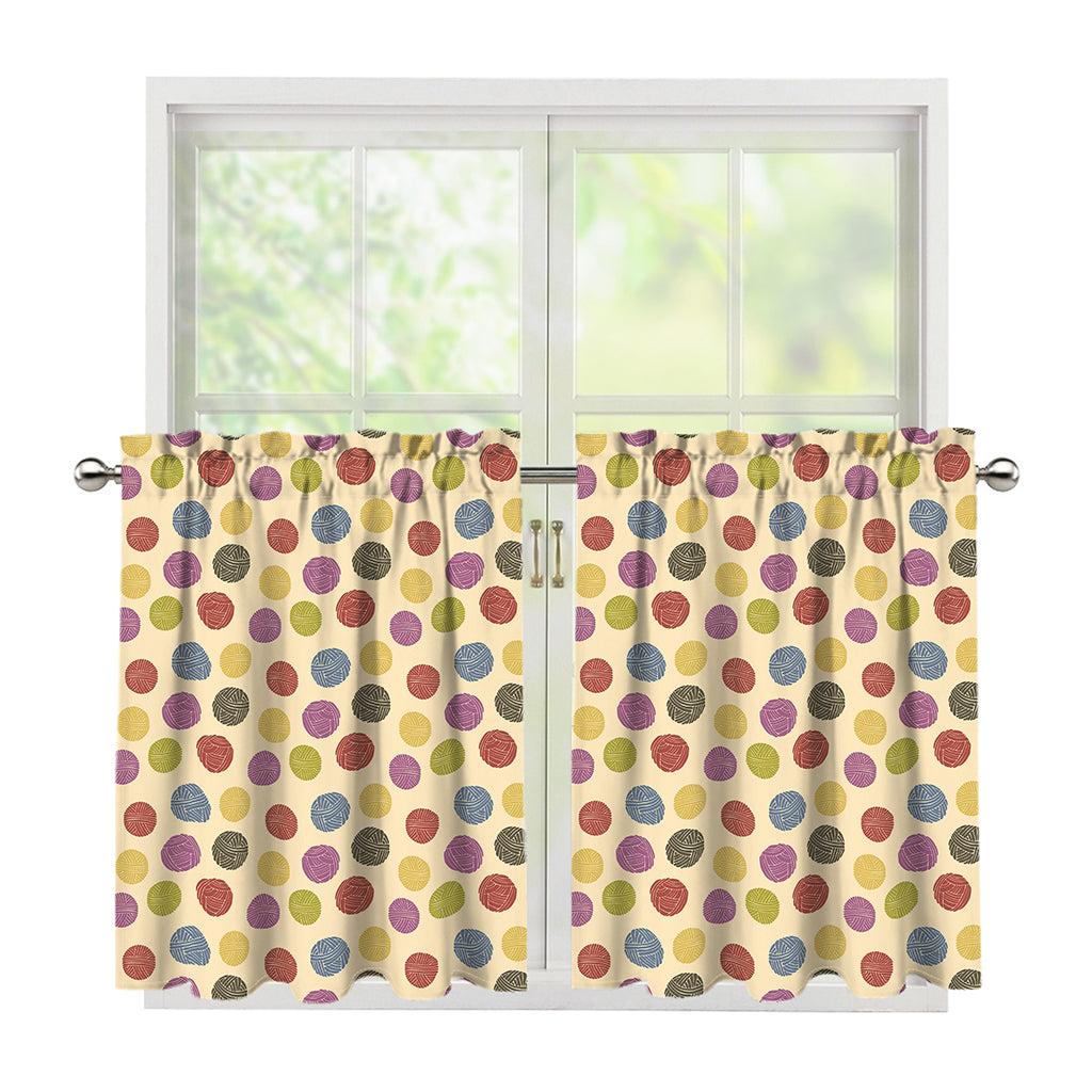 Knitting Yarn Pattern Print Tier Curtains