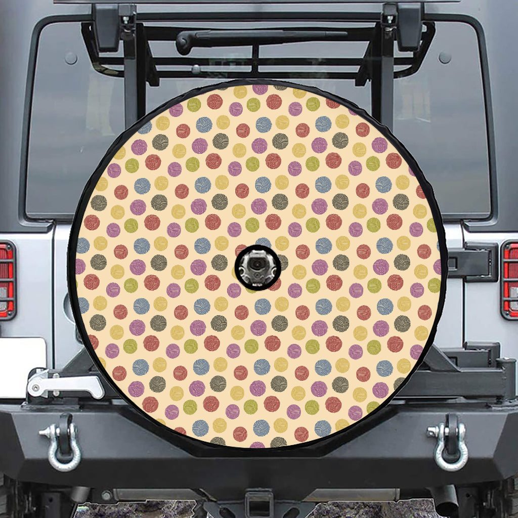 Knitting Yarn Pattern Print Tire Cover With Camera Hole
