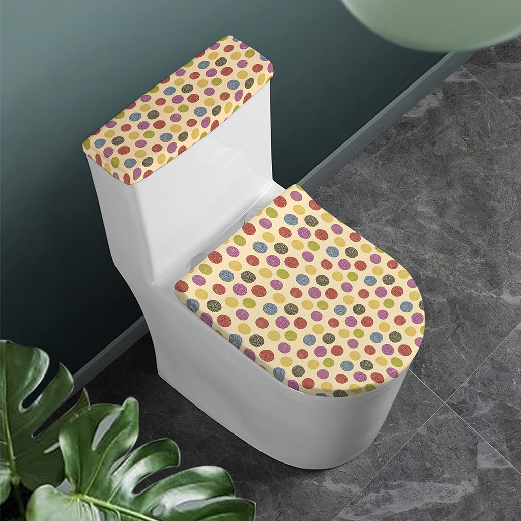 Knitting Yarn Pattern Print Toilet Lid And Tank Cover Set