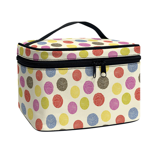 Knitting Yarn Pattern Print Travel Makeup Bag